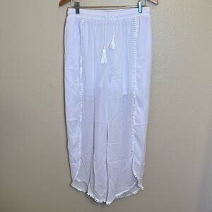 White Wide Open Side Leg Beach Pants
